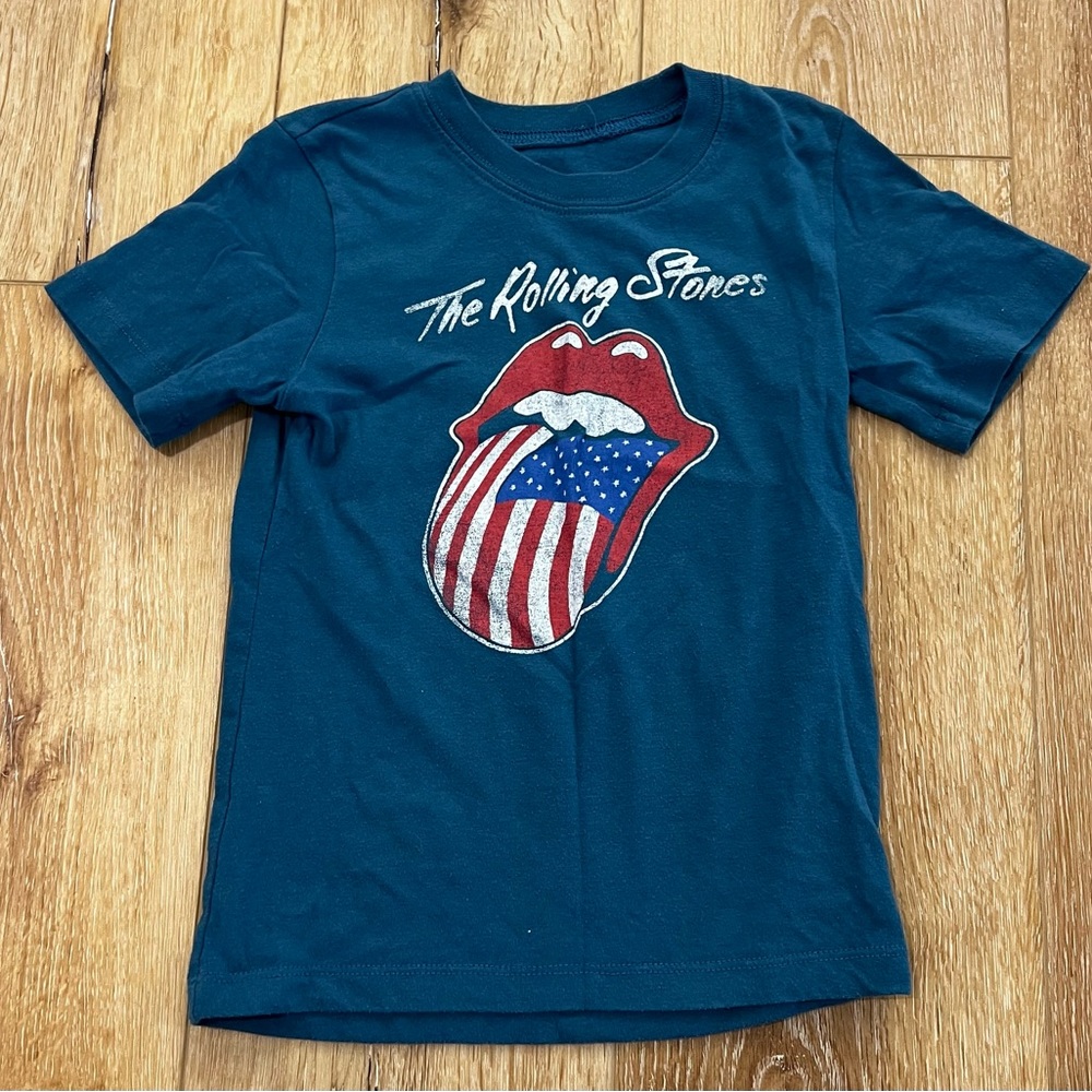 Blue 5T Rolling Stones American Flag Graphic Tee Shirt